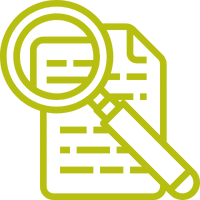 A graphic illustration of a piece of paper and a magnifying glass.