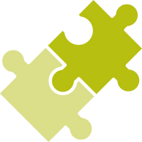 A graphic illustration of two puzzle pieces.