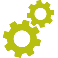 A graphic illustration of two gears.