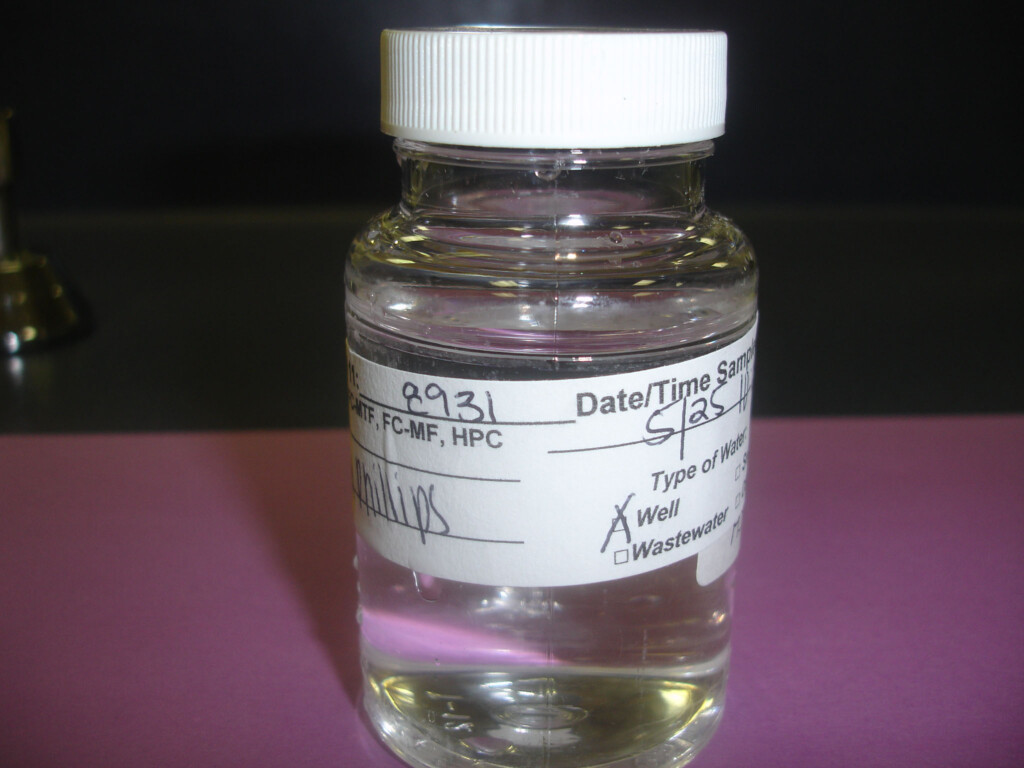 The water sample collection is complete and the bottle resealed