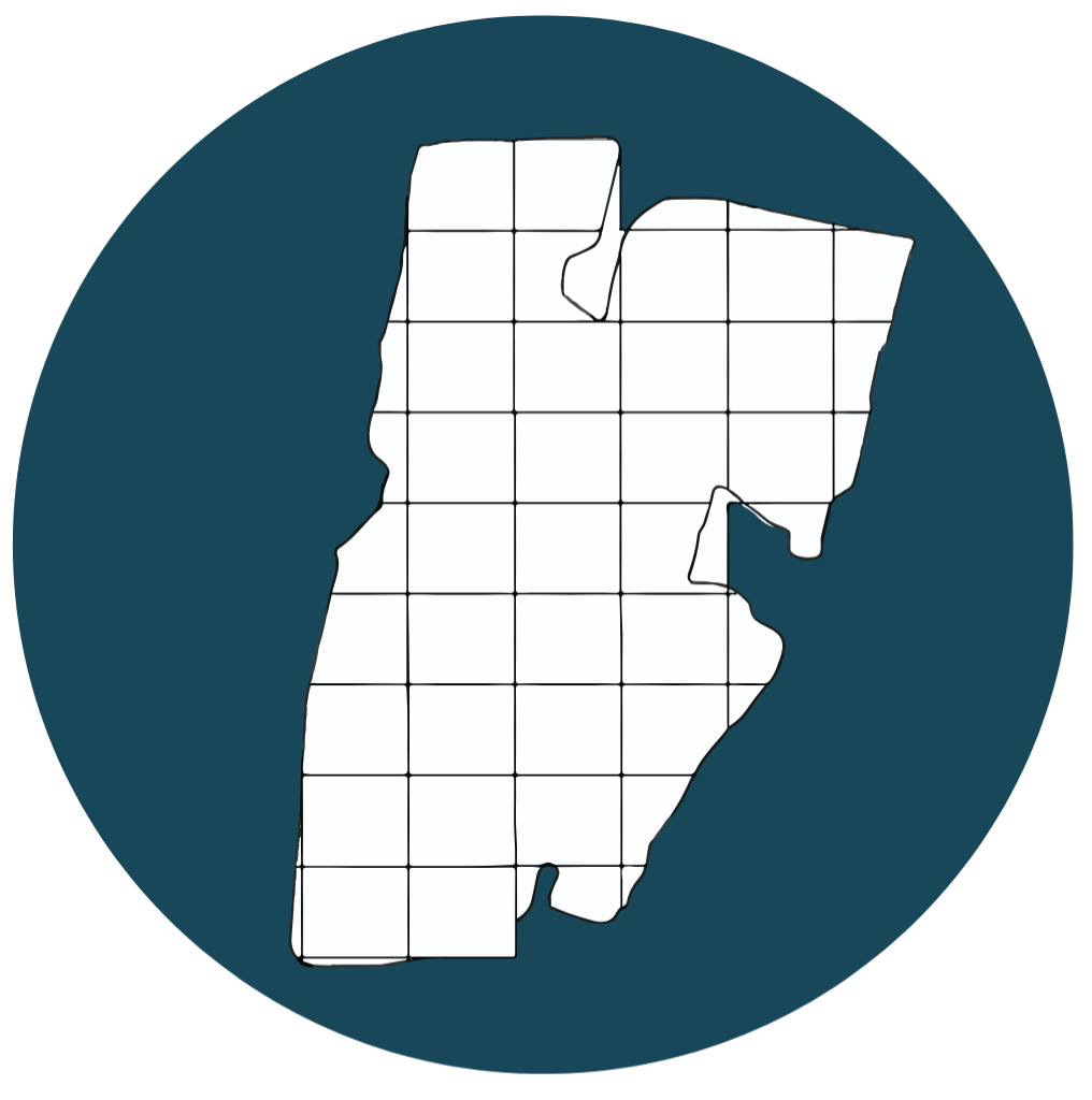 A two-tone graphic depicts the zones of an area that covers two acres.