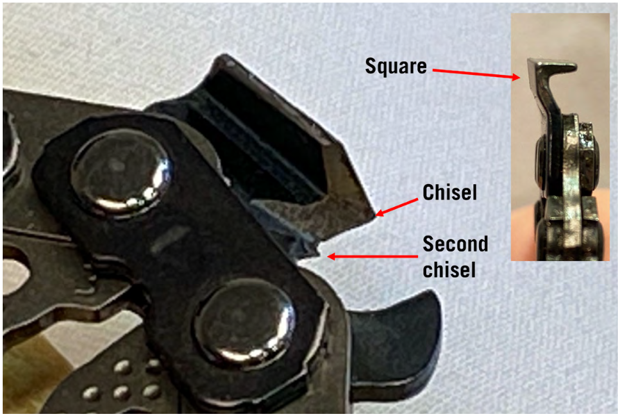 A closeup photo of a square chisel