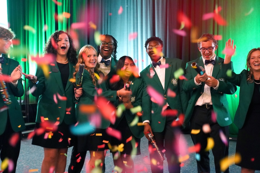 Georgia 4-H'ers celebrate with party poppers at the Georgia 4-H Gala
