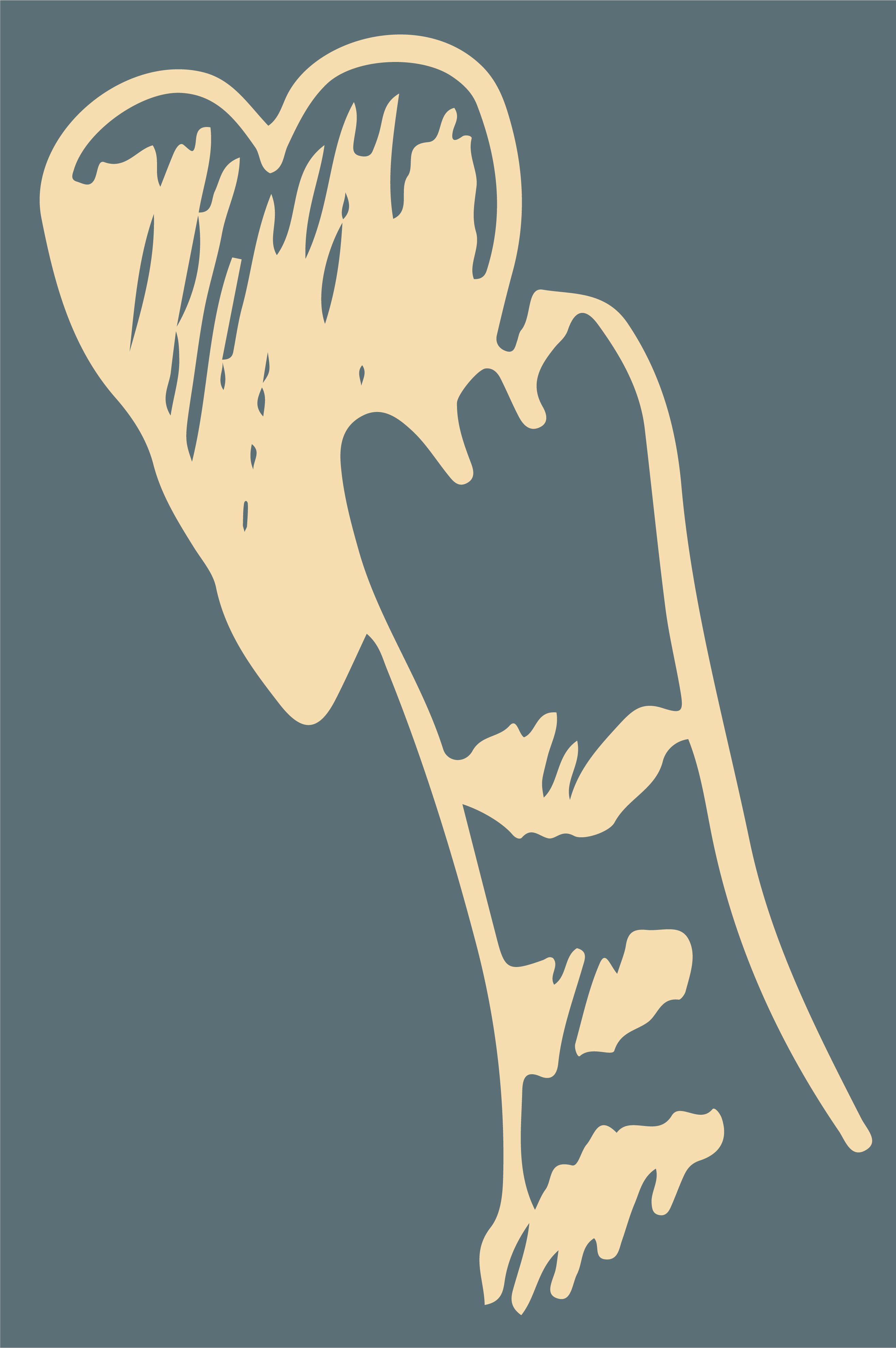 A cartoon drawing of a cat paw holding a heart