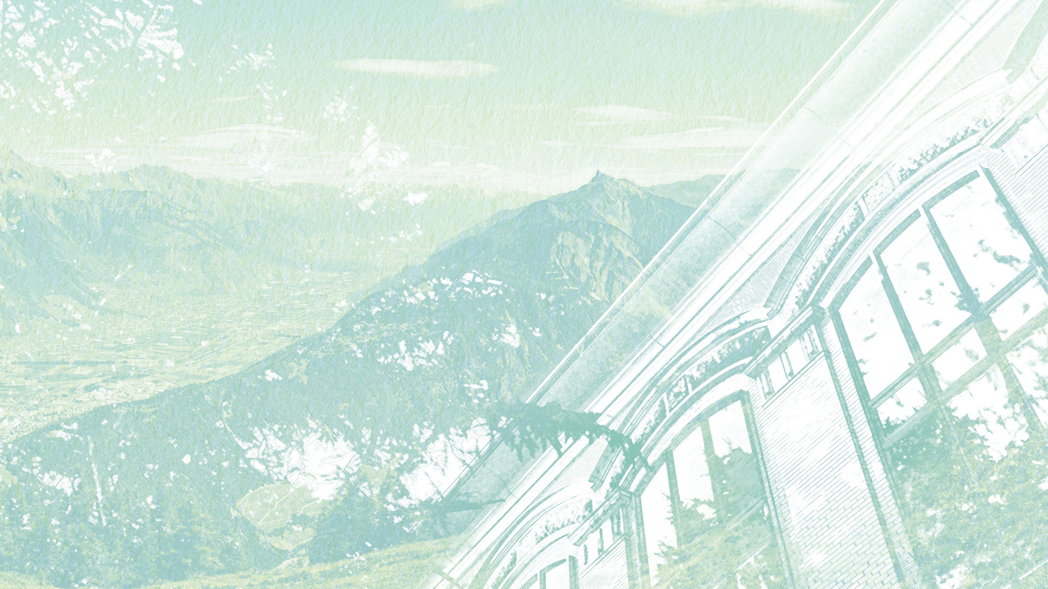 The edge of a roof in the foreground in front of a mountain