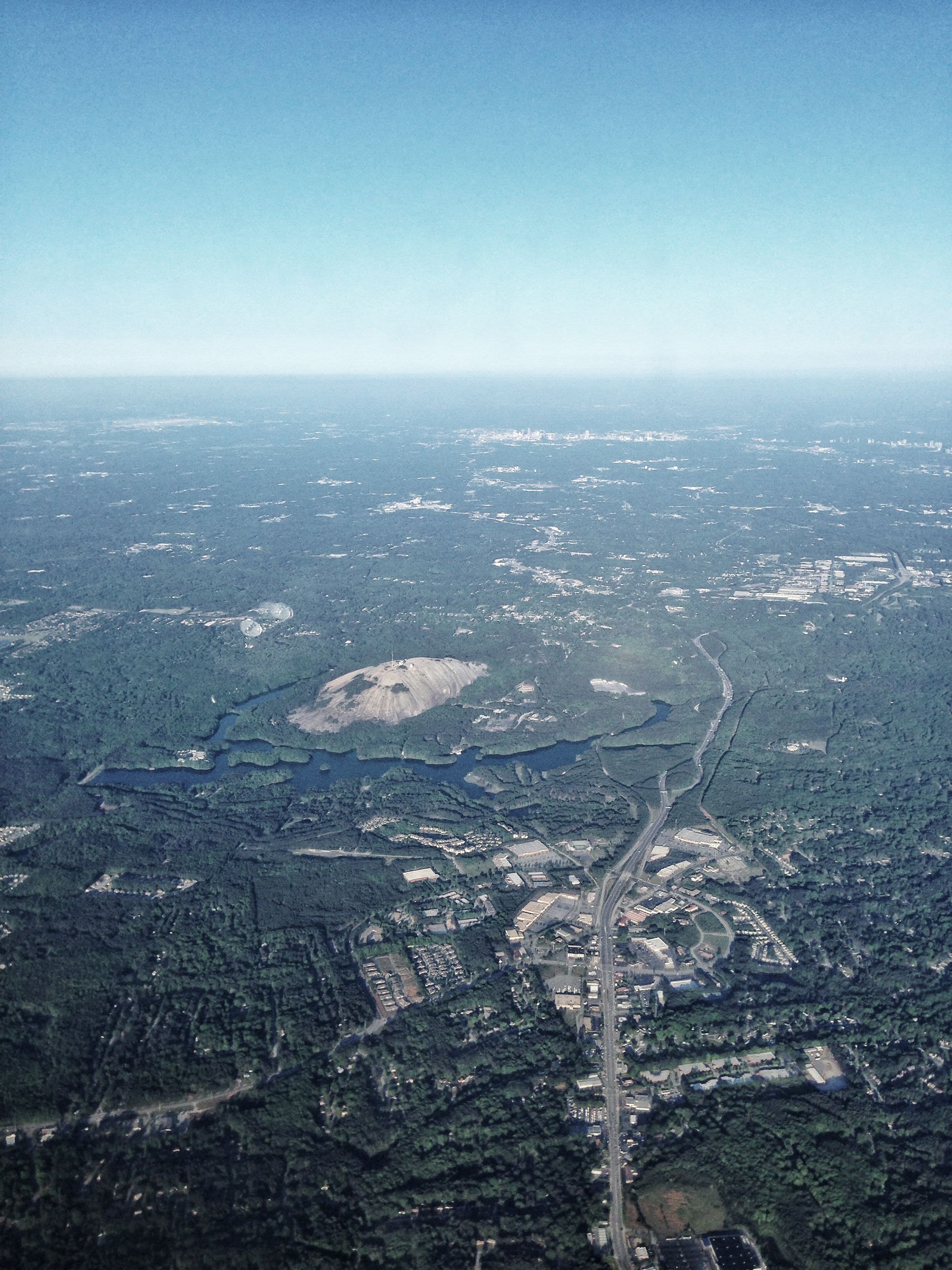 Aerial short of Georgia with muted saturation.