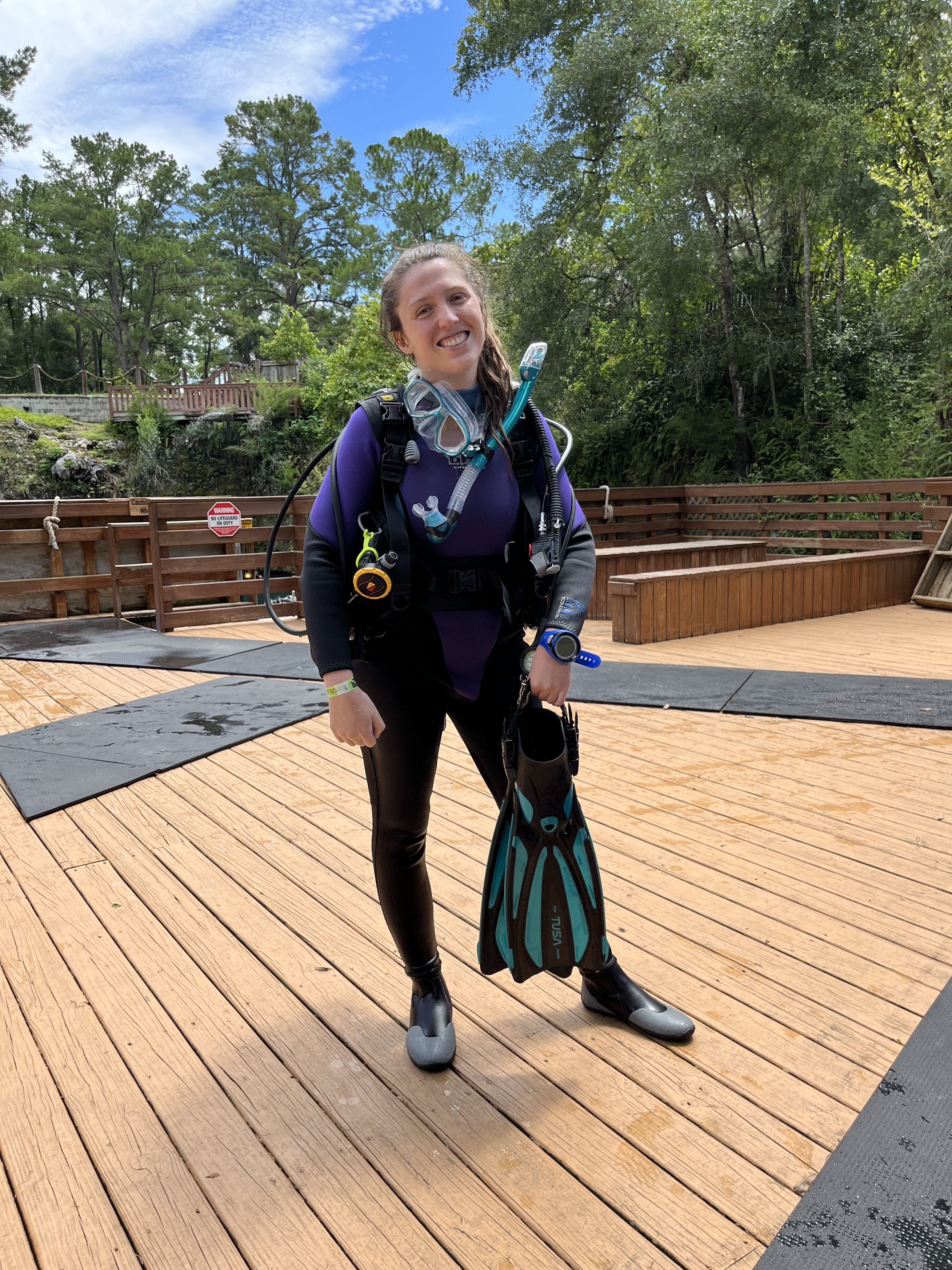 Siragusa poses in snorkeling gear