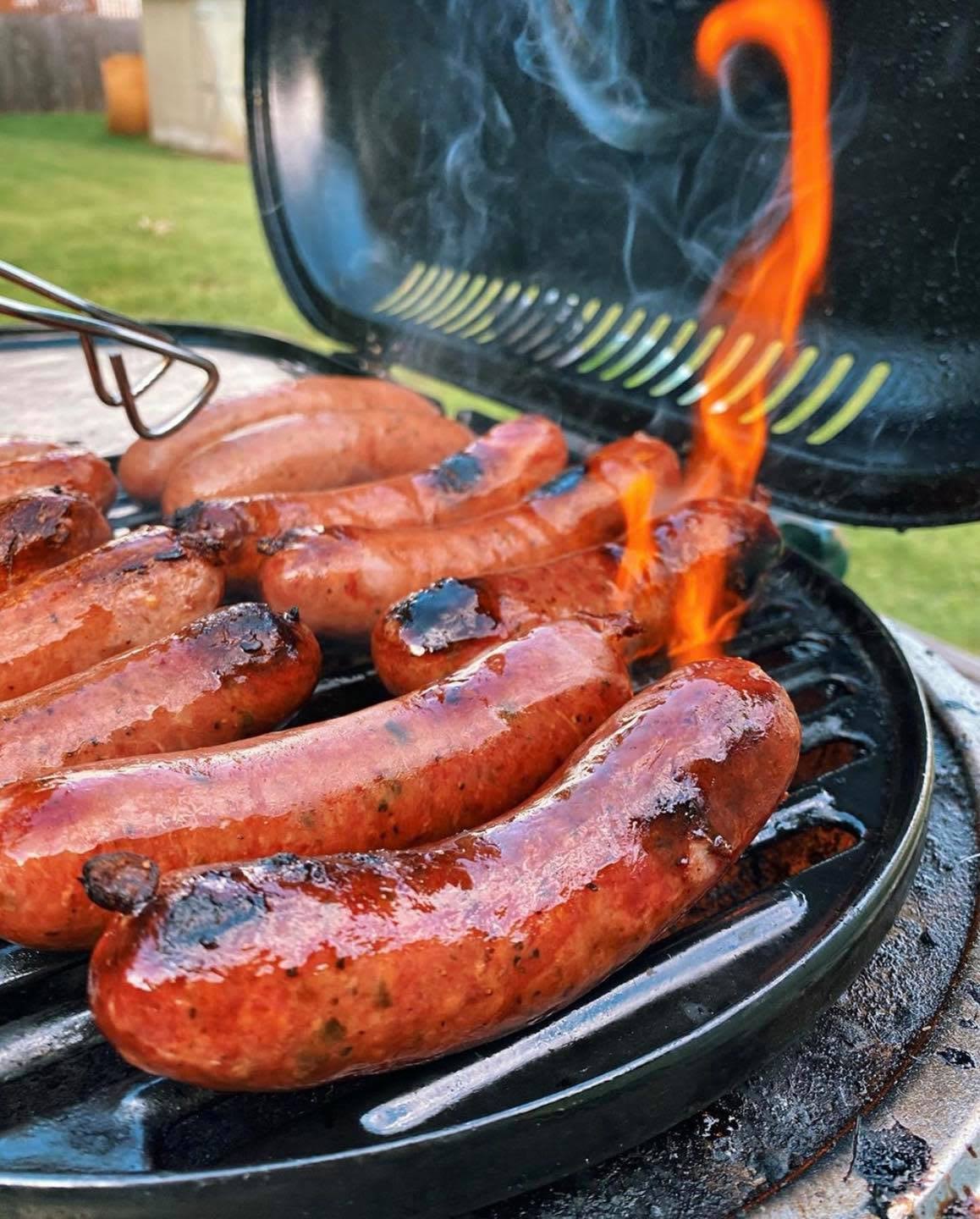 Sausages on a grill