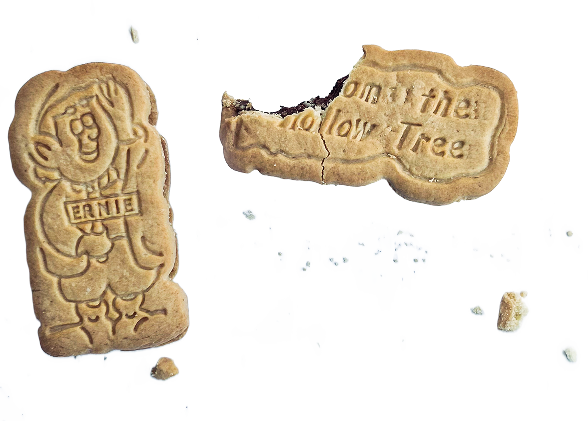 The same cookies with a bite taken out of one