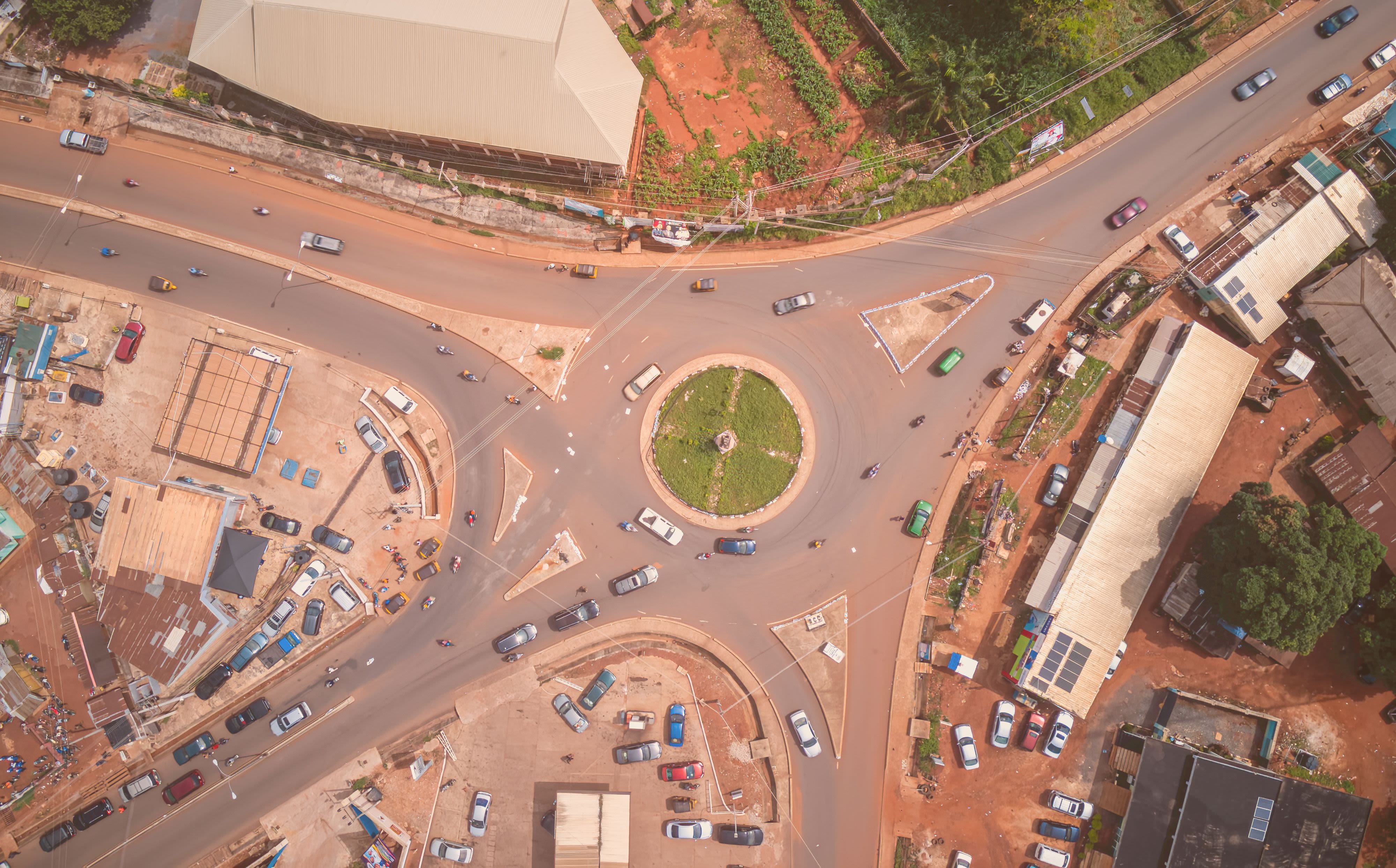 A bird's eye view of a roundabout in Nsukka, Enugu, which is in the eastern region of Nigeria.