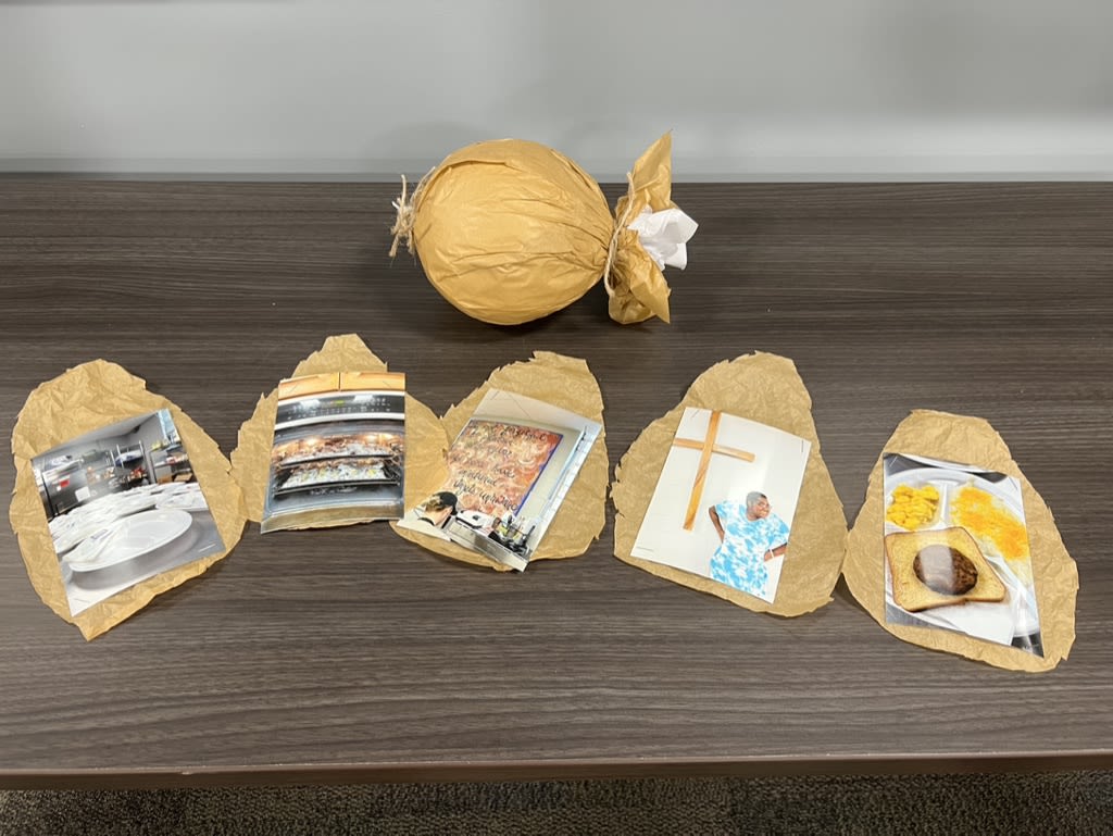 Student project comprised of paper onion layers