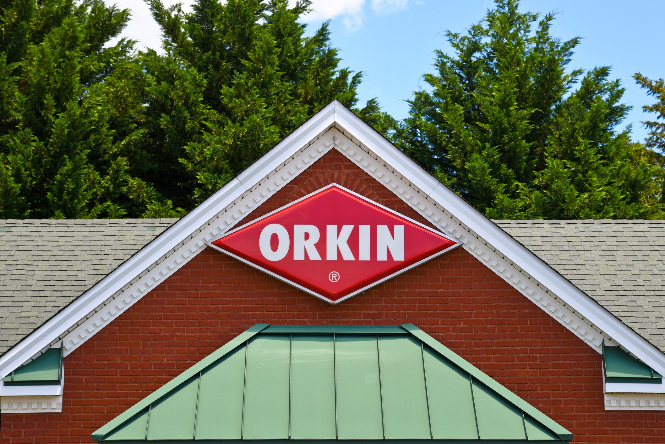 Peak of Orkin building roof