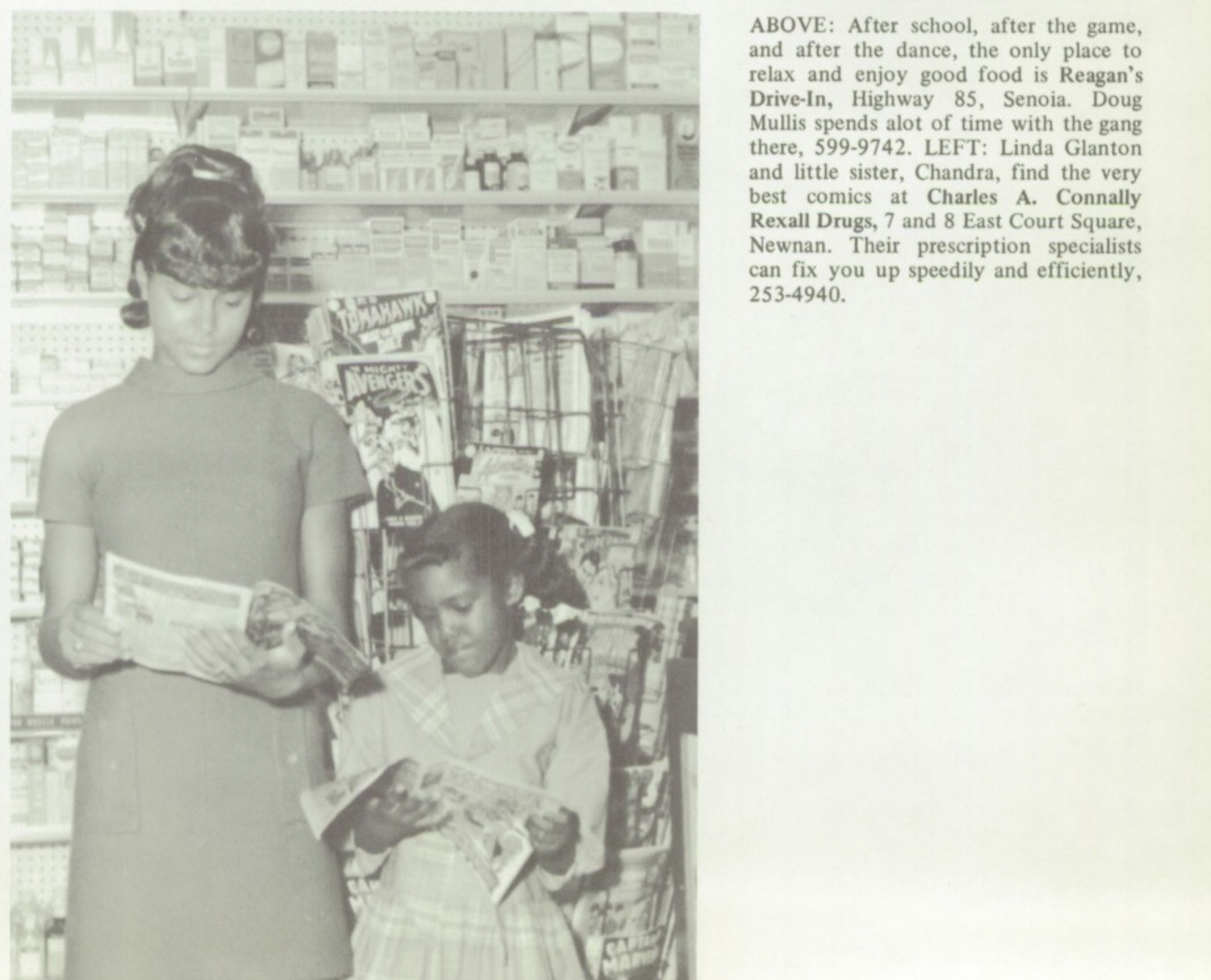 Linda Glanton Early and her little sister, Chandra, read comic books at the local drugstore