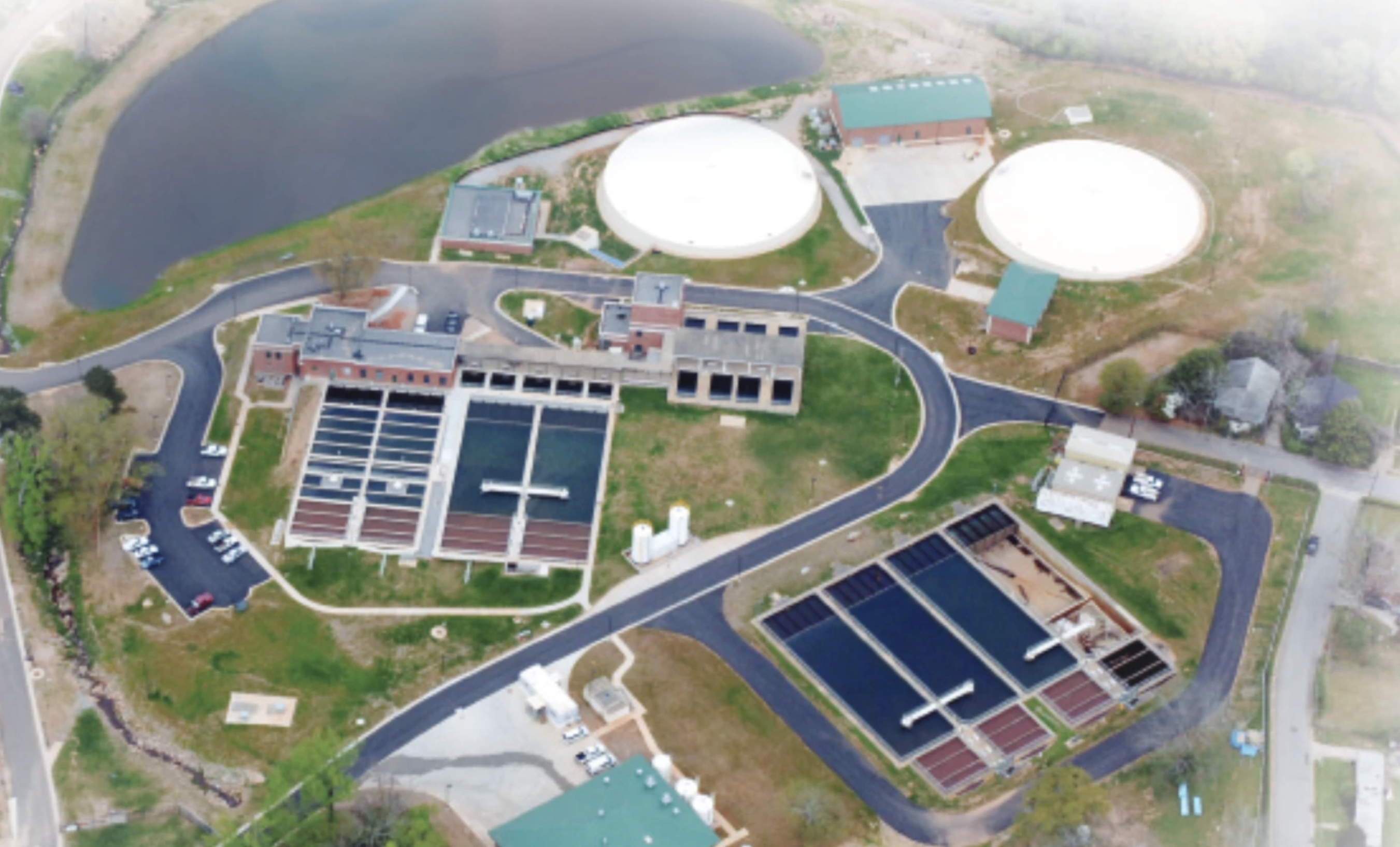 Aerial view of water facilities in Athens-Clarke County, Georgia