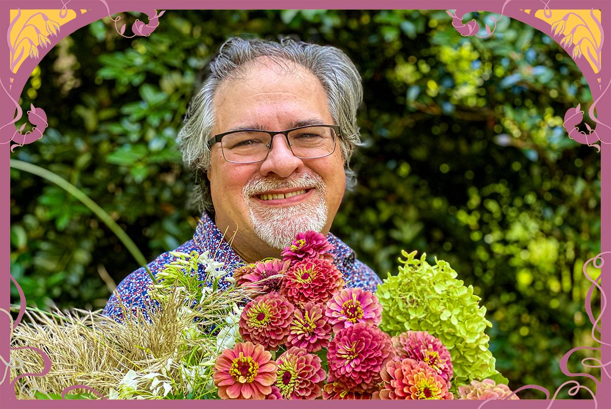 Portrait of Scott Shepherd in nouveau art frame.