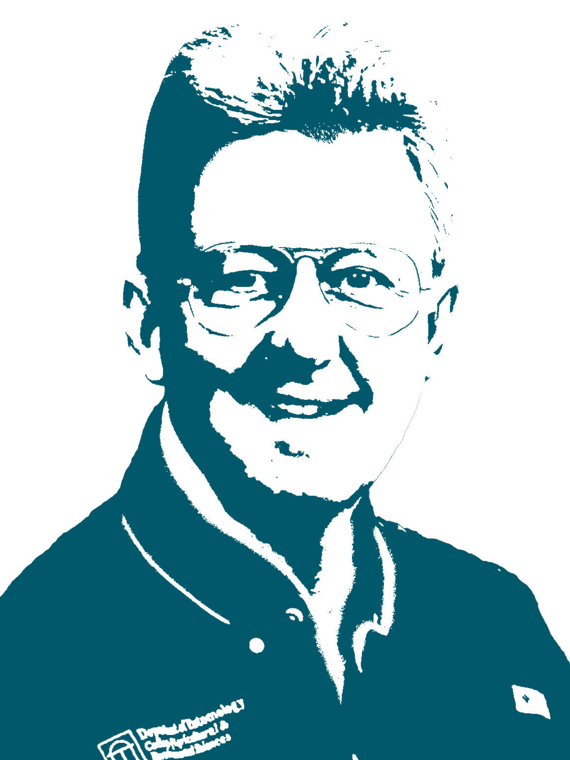 A stylized high contrast portrait of David Riley.