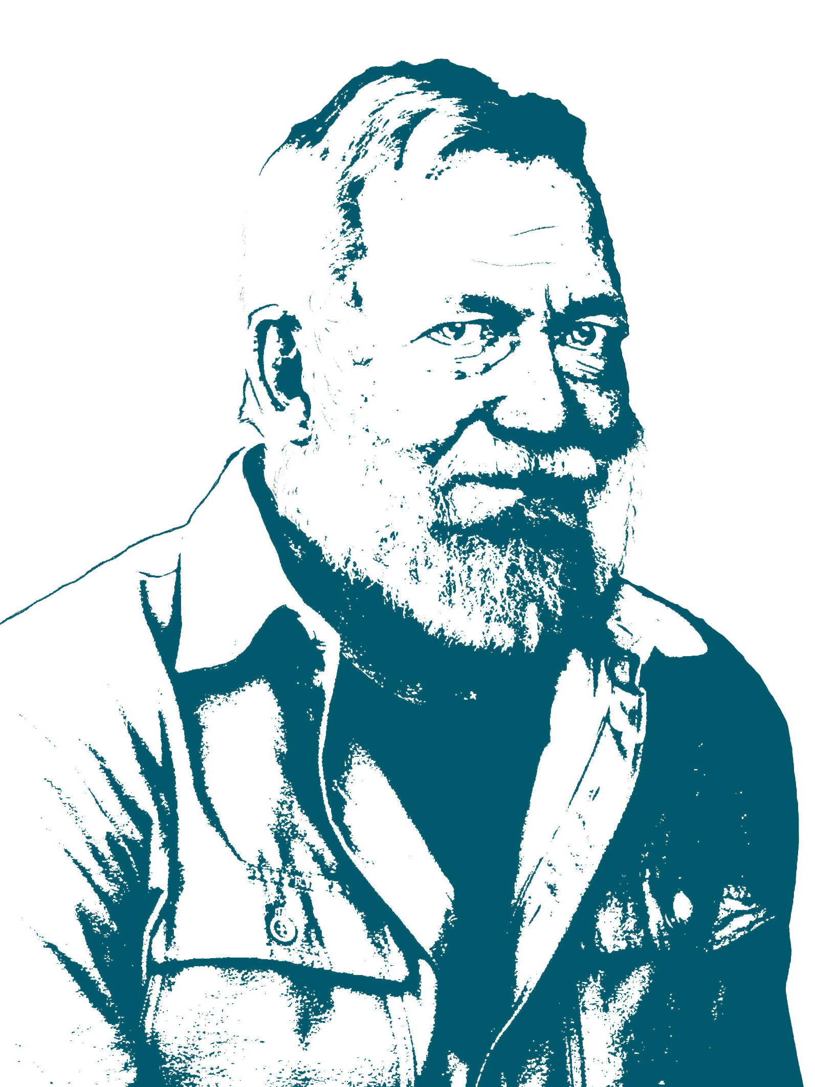 A stylized high contrast portrait of Karl Espelie.