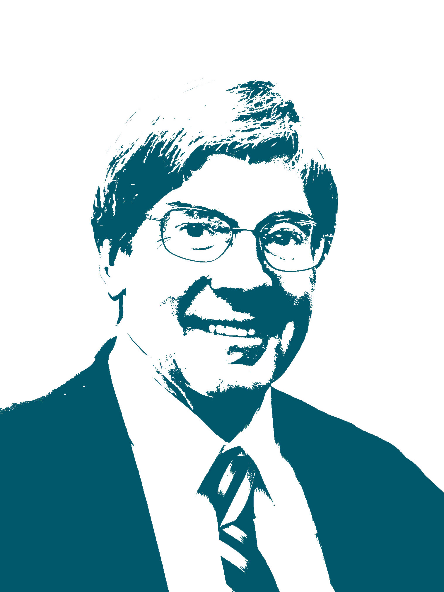 A stylized high contrast portrait of Ken Ross.