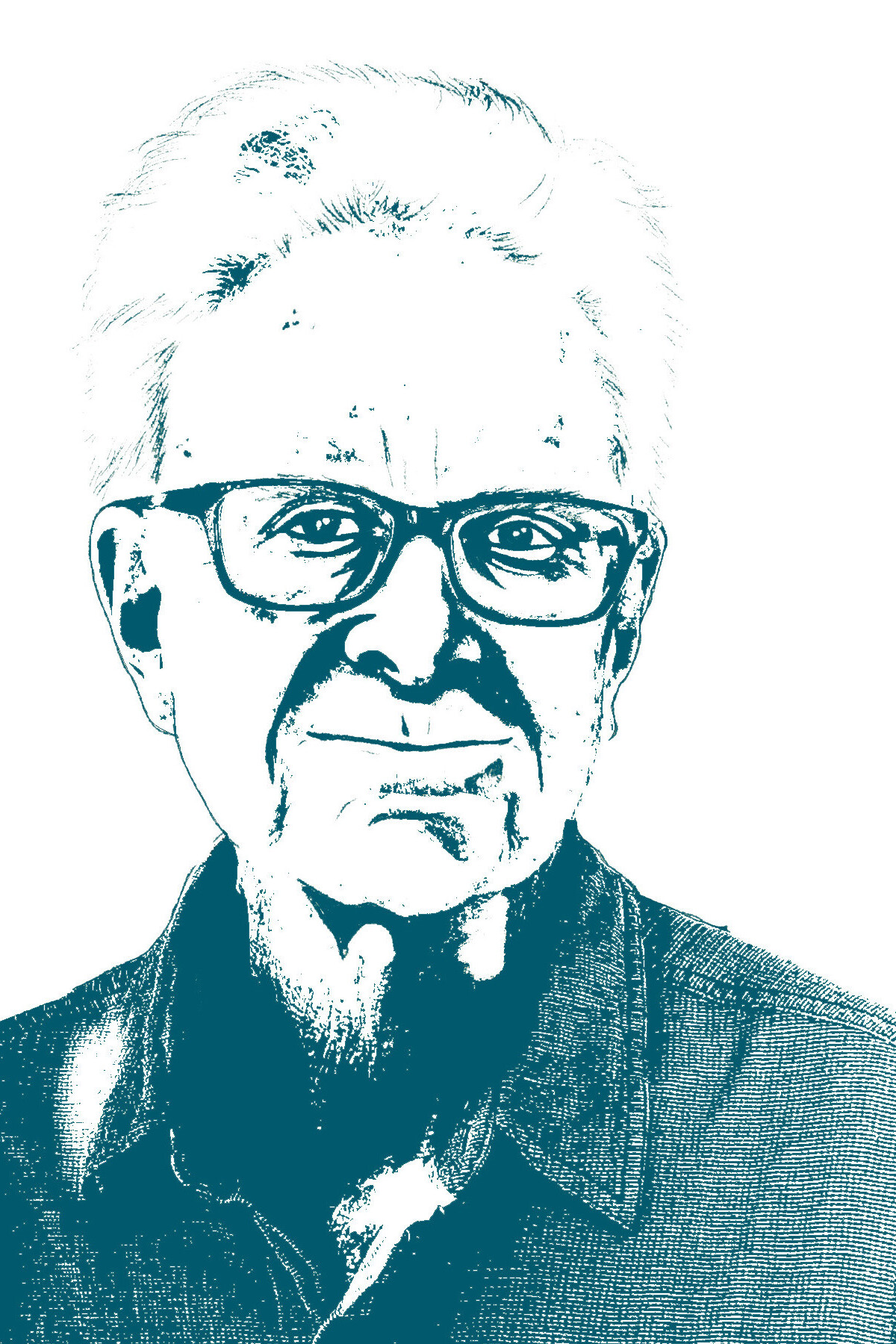A stylized high contrast portrait of Mark Brown.