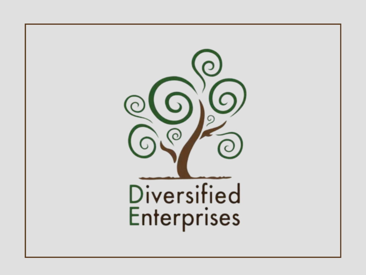 Diversified Enterprises logo over a gray background.