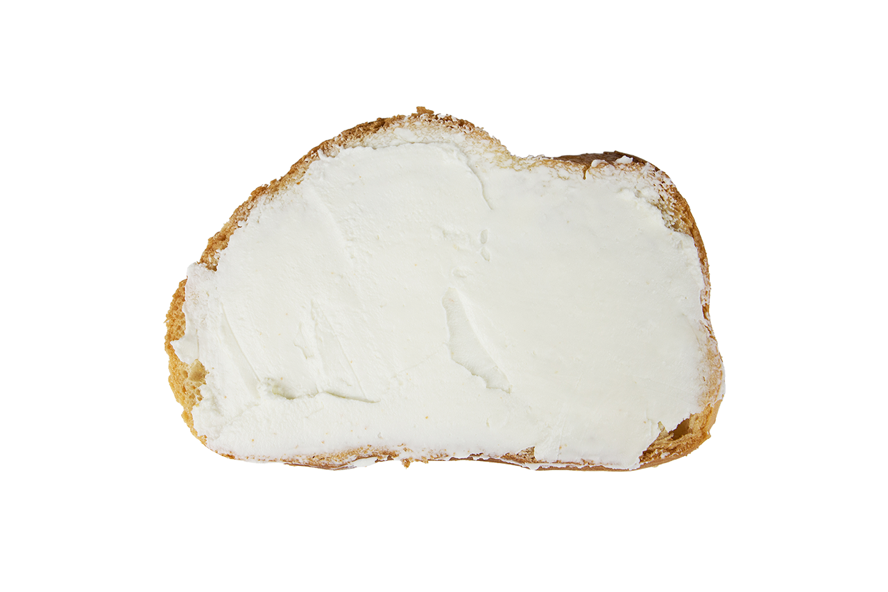 Slice of bread with cheese spread