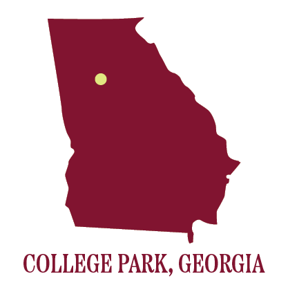 Simple map of Georgia showing location of College Park, Ga.