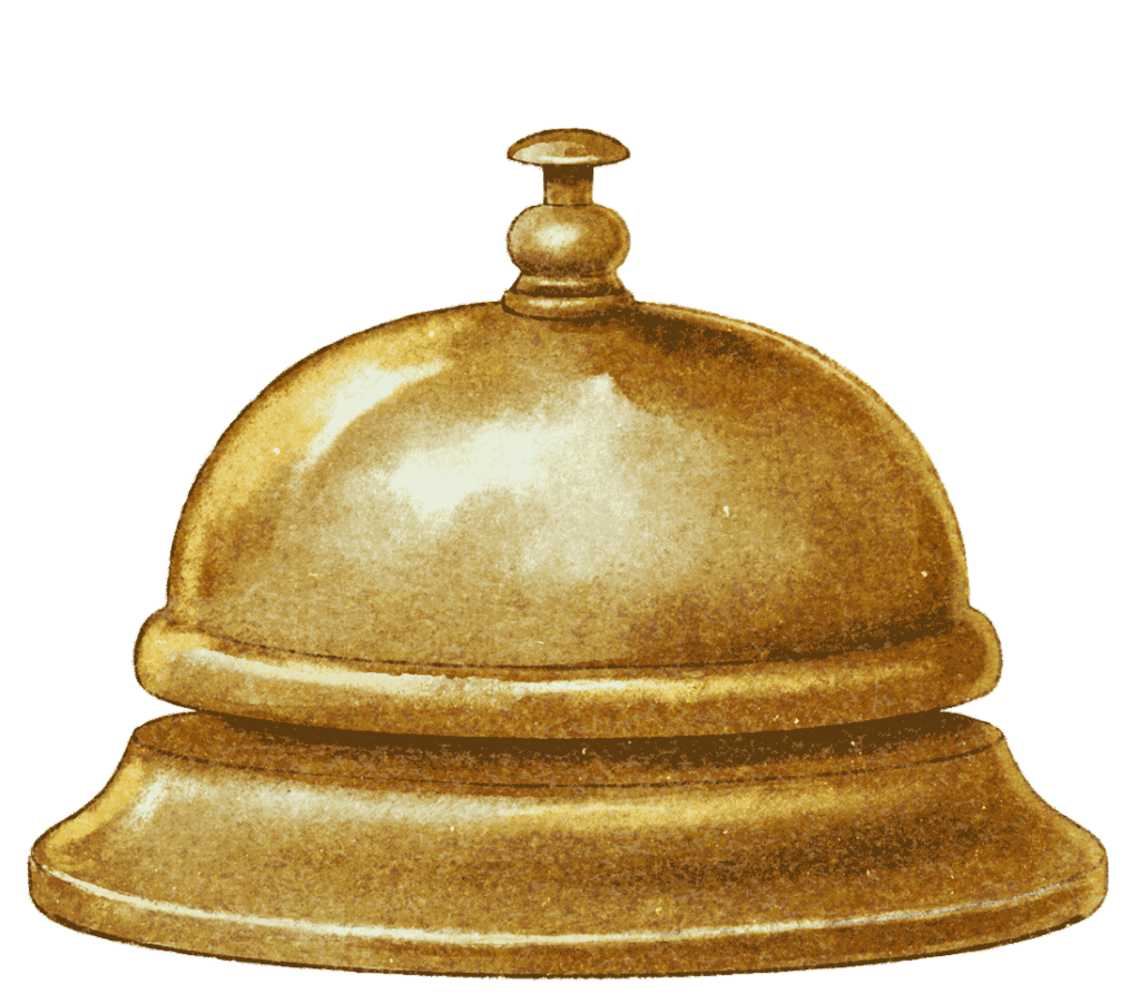 Watercolor illustration of a hotel desk bell