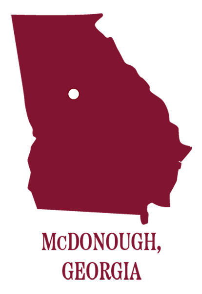 Simple map of Georgia showing location of McDonough