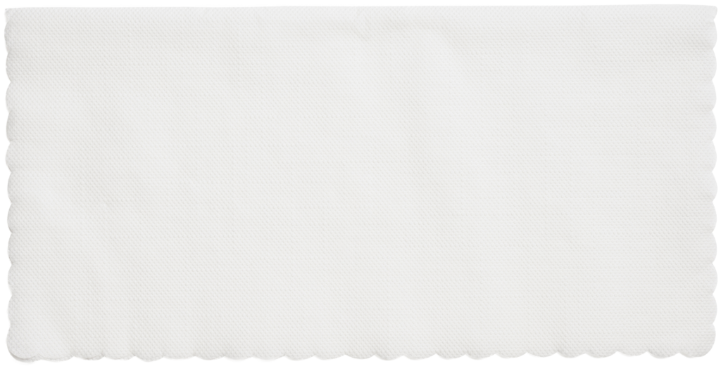 White napkin with scalloped edge
