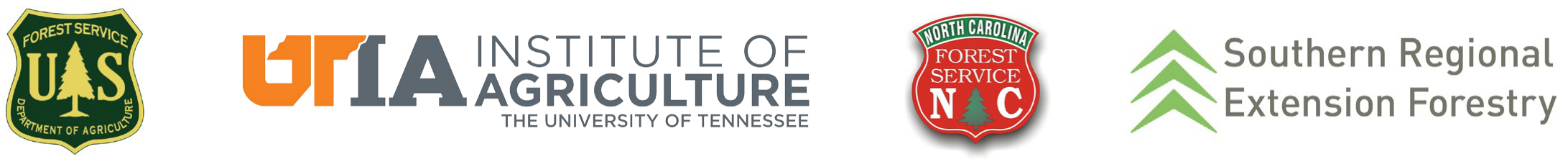 Logos of the U.S. Forest Service, University of Tennessee Institute of Agriculture, North Carolina Forest Service, and Southern Regional Extension Forestry.